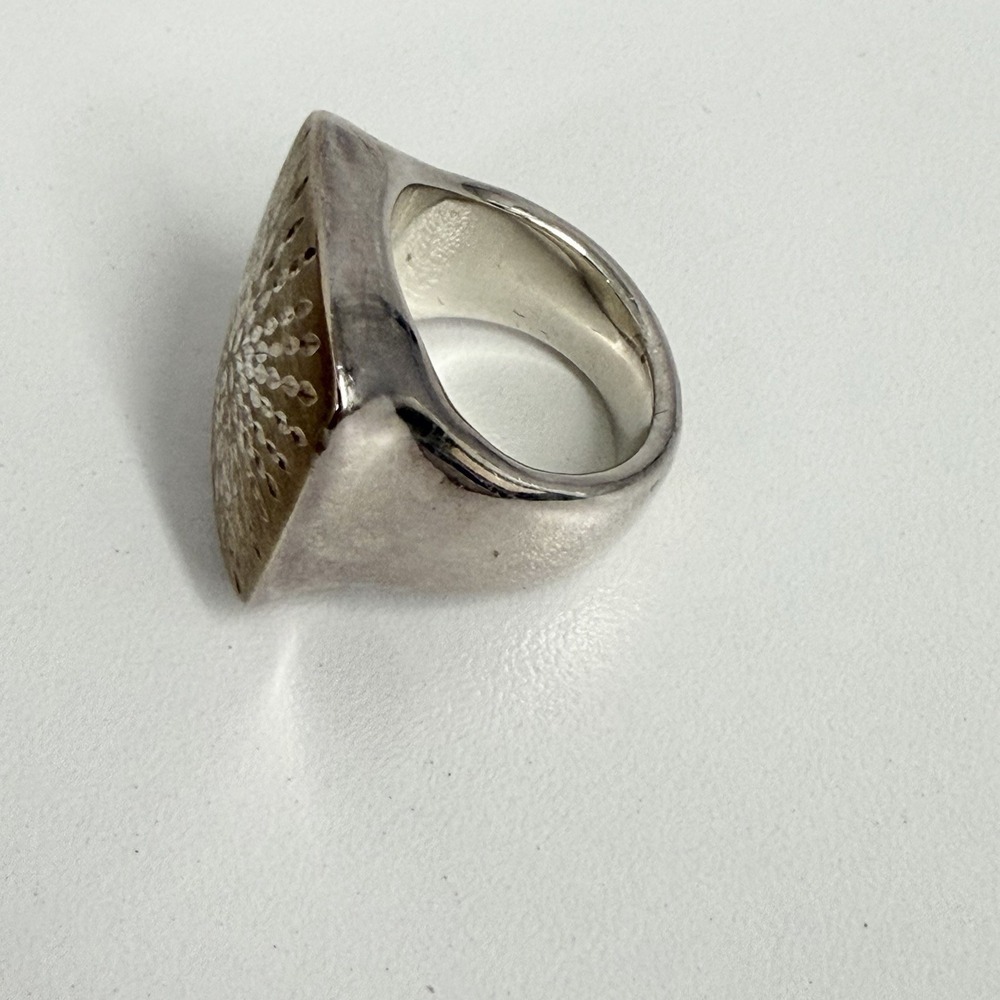 Vintage Sterling Diamond Cut Arte d'Argento Ring Made in Italy 8 Grams Size 7 - Picture 6 of 12